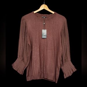 NWT Adrianna Papell brown knit top XL